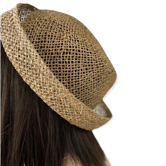 Hand-Woven Seagrass Bucket Summer Sun Hat - Picture 2 of 4